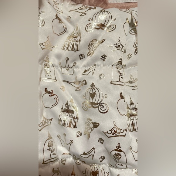 Beautiful Disney Princess Pink Faux Fur Jacket For Girls. Characters inside - Picture 8 of 8